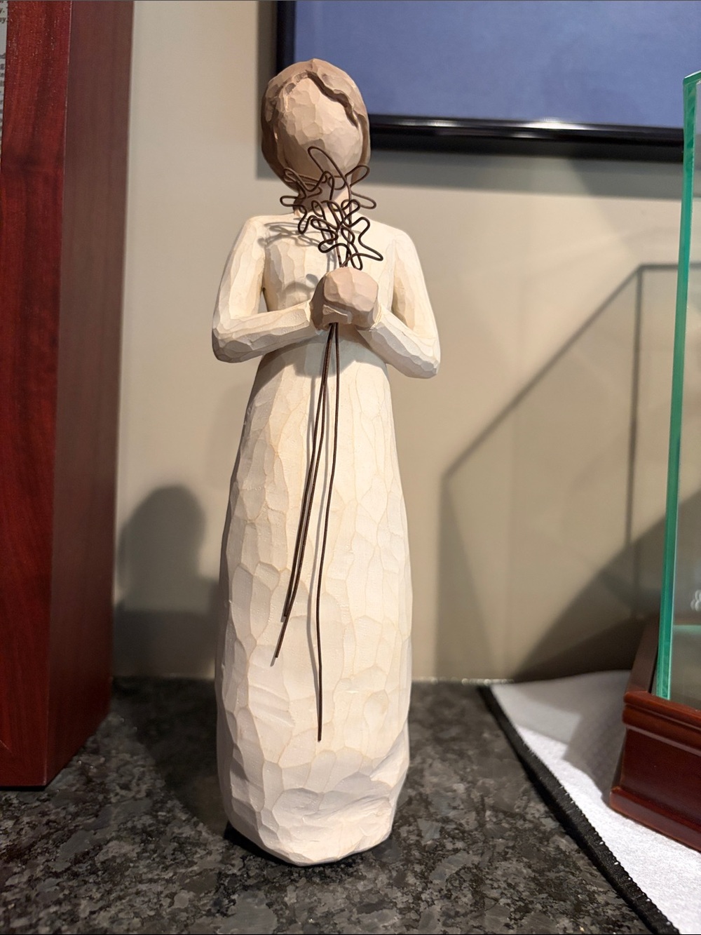 Willow Tree Cream Figurine with Wire Flowers
